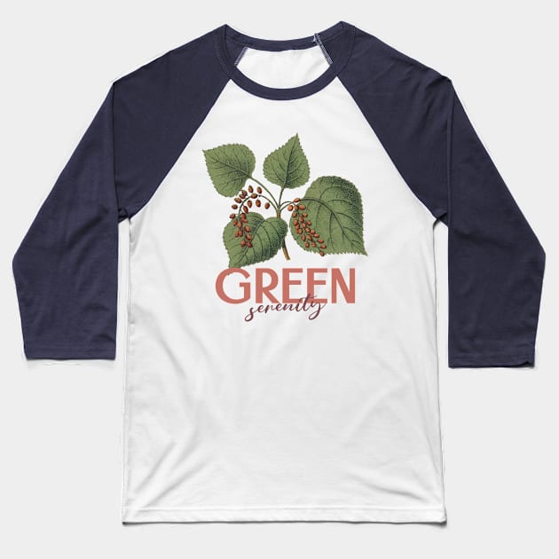 Green Serenity Gardening Baseball T-Shirt by VOIX Designs